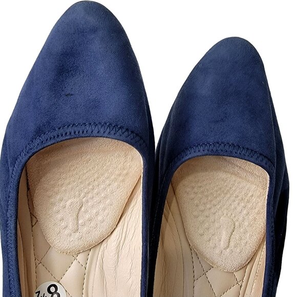 Cole Haan Leather Wedge Shoes Women 8.5 Blue Suede Loafer Slip On Cushioned 39 - Picture 10 of 16